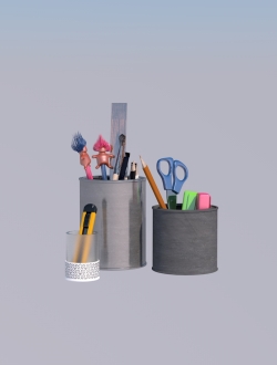 铅笔文具书本c4d模型免费下载