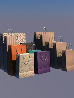 手提袋 收纳盒 纸箱 (7)c4d模型免费下载